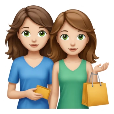 make me and my best friend togheter i have brown hair that falls on my shoulders and BROWN eyes and she has really long wavy brown hair with a little blonde and green/blue eyes we are shopping and i have BROWN eyes and i am taller than her sticker