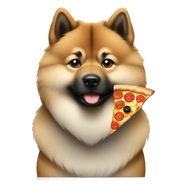 Eurasier dog grey and black eat a pizza  sticker