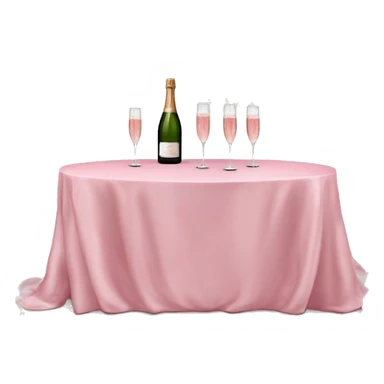 Sweetheart wedding table with pink table cover, peonies, pink champagne bottle and two glasses full of champagne sticker