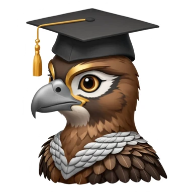 falcon with a black grad cap - semi realistic sticker
