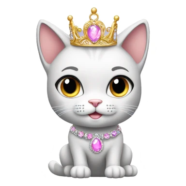 Sparkly princess-cat with tiara and necklace full body sticker