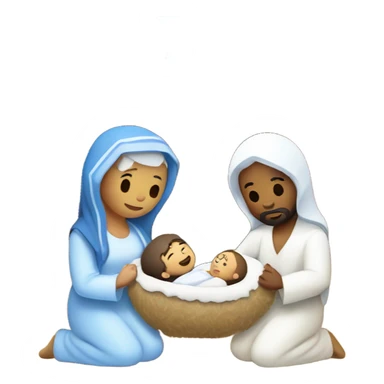 Nativity with white skinned Jesus, Mary, and Joseph sticker
