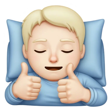 Completely sleep deprived face with the thumbs up sticker