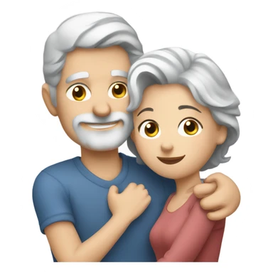 Blue eyes gray haired man hugs lady sticker