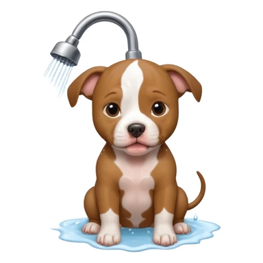 Pitbull puppy in the shower ￼ sticker