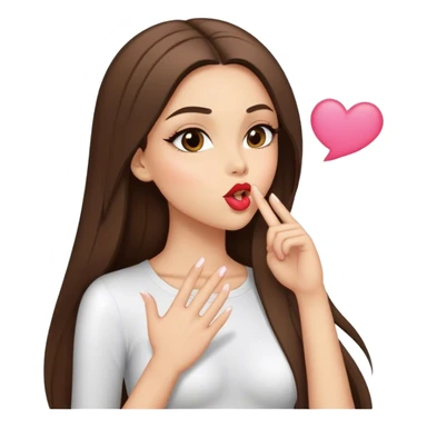Sexy model girl with long straight brunette hair blowing kiss sticker