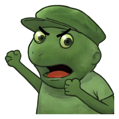 person crossing arms holding neck screaming face sticker