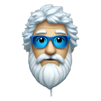 cool Father Frost in sunglasses glasses in a blue fur coat sticker