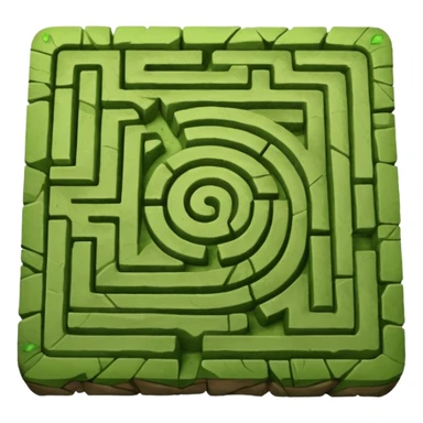 hazme un laberinto de piedra y el centro que sea un cuadrado de puro pasto sticker