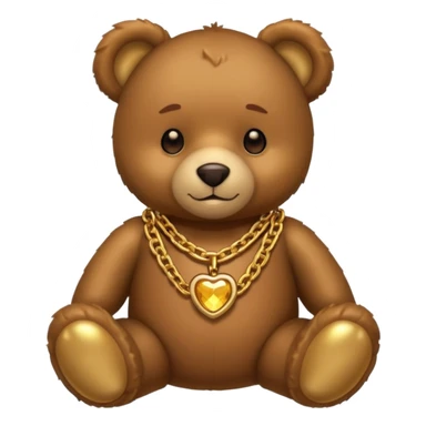 gold metal glow chain tedy bear sticker