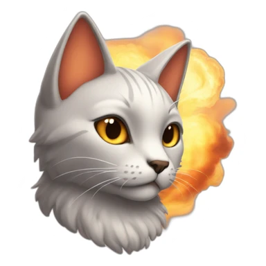 Gato con alas en un cielo de fuego sticker