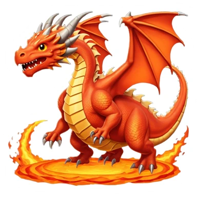 Le Molosse de Lave, c’est un monstre volant fait de roche et de magma, genre un dragon golem sorti d’un donjon niveau enfer.
Son corps est énorme, tout en pierre noire craquelée sticker