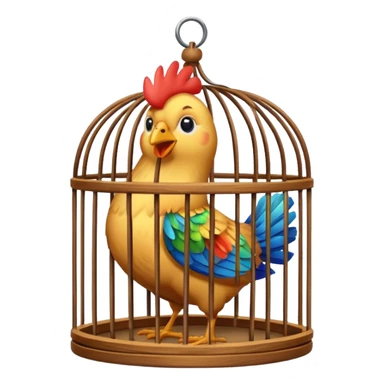 Chicken in a birdcage sticker