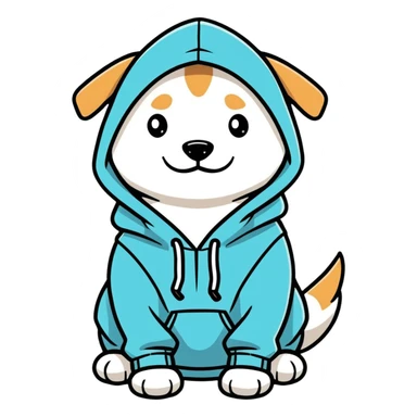 Dog wearing a hoodie sticker