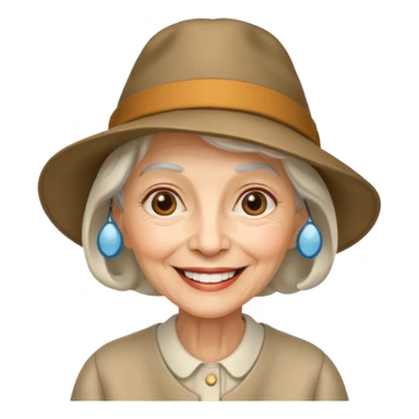 elderly woman with hat sticker