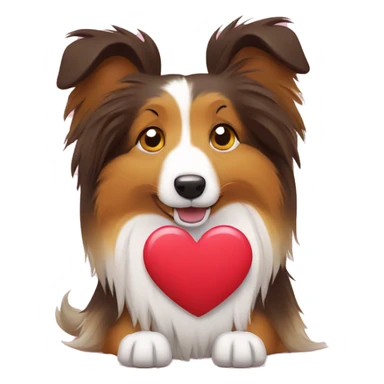 2-D cartoon sheltie holding heart sticker
