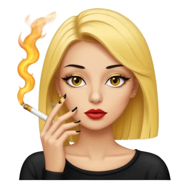 Baddie smoking yellow face with lashes and nails  sticker