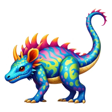 a vibrant colorful edgy vernid-fionbri-creature with splash patterns full body sticker