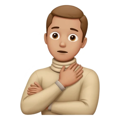 A man crossing his arms around his neck, choking himself sticker