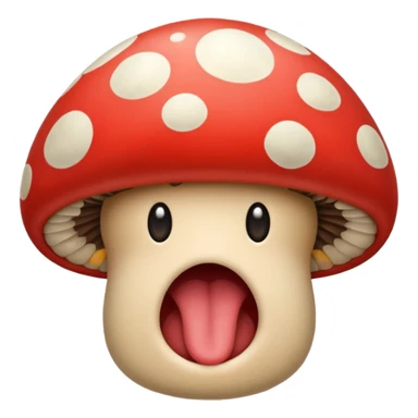 Mushroom biting lip sticker