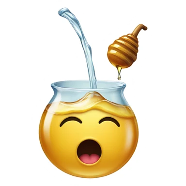 Emoji face slurping honey with two big drops at the end sticker