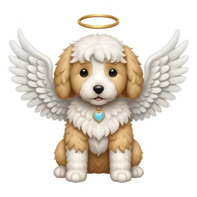 White Golden doodle dog with angel wings sticker
