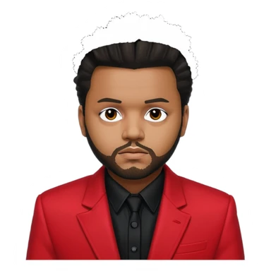 The Weeknd with black shirt, red suit jacket sticker