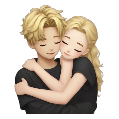 realistic bangchan of stray kids and blonde girl hugging sticker