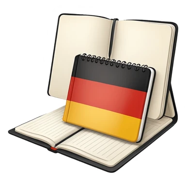 open notebook with German flag on the page sticker