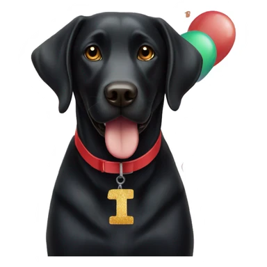 Black Labrador with happy birthday banner  sticker