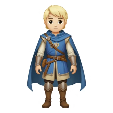 Medieval DnD themed fantasy blonde male character. Clothes only above the waist, full waist coverage. The character has no arms. sticker
