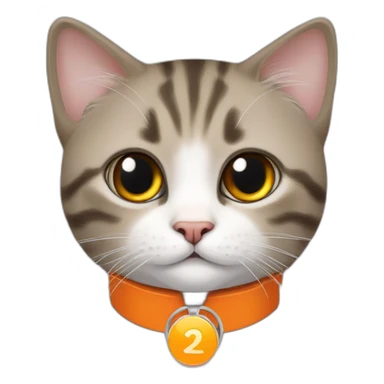 merkel cat with orange colored neckband and an airtag sticker