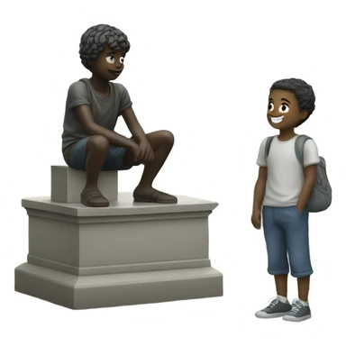 boys playing outdoors by statue sticker