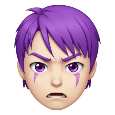 Perso style manga avec des cheveux violet les yeux violet , et un air énervé  sticker