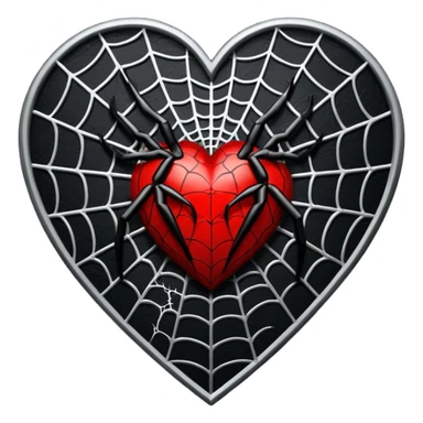 realistic gothic heart with a spiderweb sticker