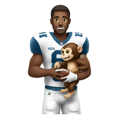 Football player holding a monkey  sticker
