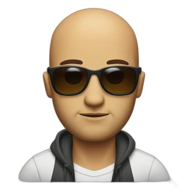 Very Serious Bald man with small beard and sun glasses sticker