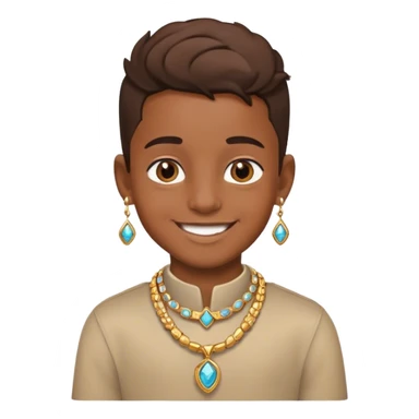 smiling boy with jewelry sticker