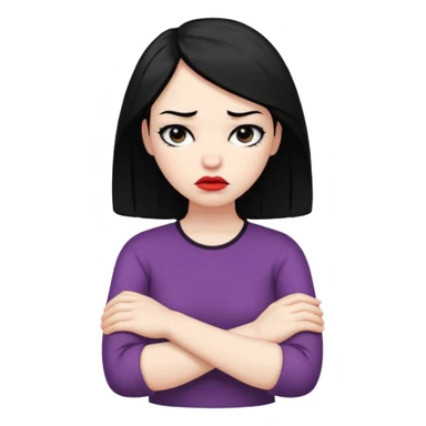 pouty/sad arms crossed emoji woman with black hair sticker