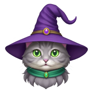 half cat wear purple wicth hat sticker