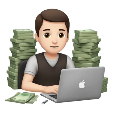 aktien experte er sitz am laptop und verdient durchs traden geld

geld sollte um ihn herum sein sticker