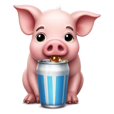 small pig drinking soda sticker