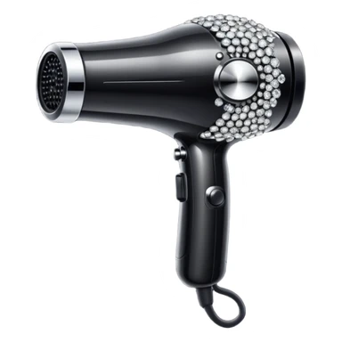 black blow dryer covered in diamonds sticker