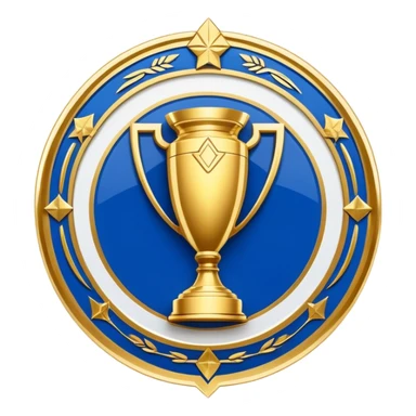 Israeli Premier League champions plate, shiny gold and blue, simple and iconic sticker