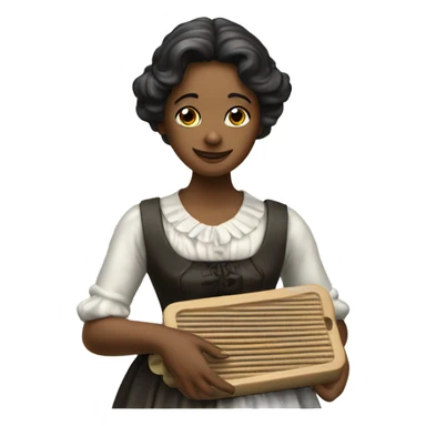 Victorian lady holding soap and washboard  sticker
