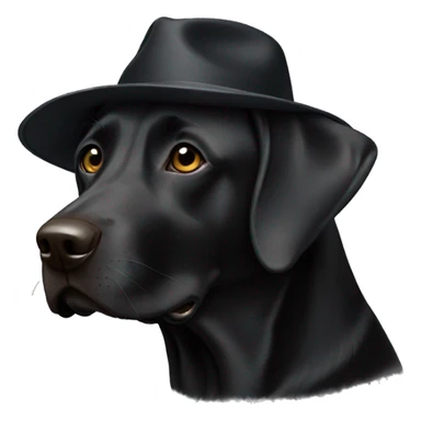 Black lab wearing a hat sticker