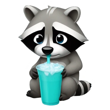 Sad raccoon drinking Baja blast  sticker