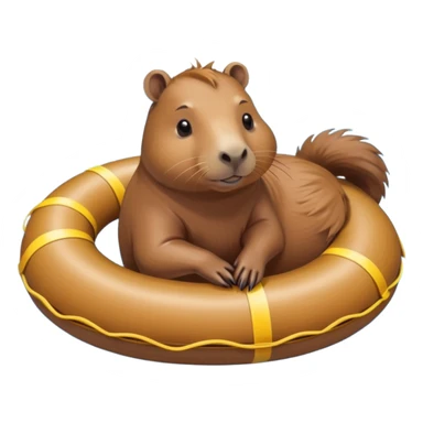 A capybara is lying on a swimming ring in the pool sticker
