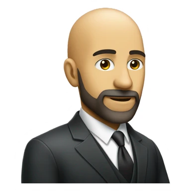 a head of a bald brazilian man with a beard, wering a suit, singer, jazz sticker