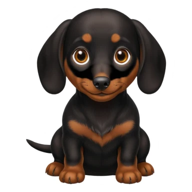 Black miniature Daschund sitting looking happy sticker